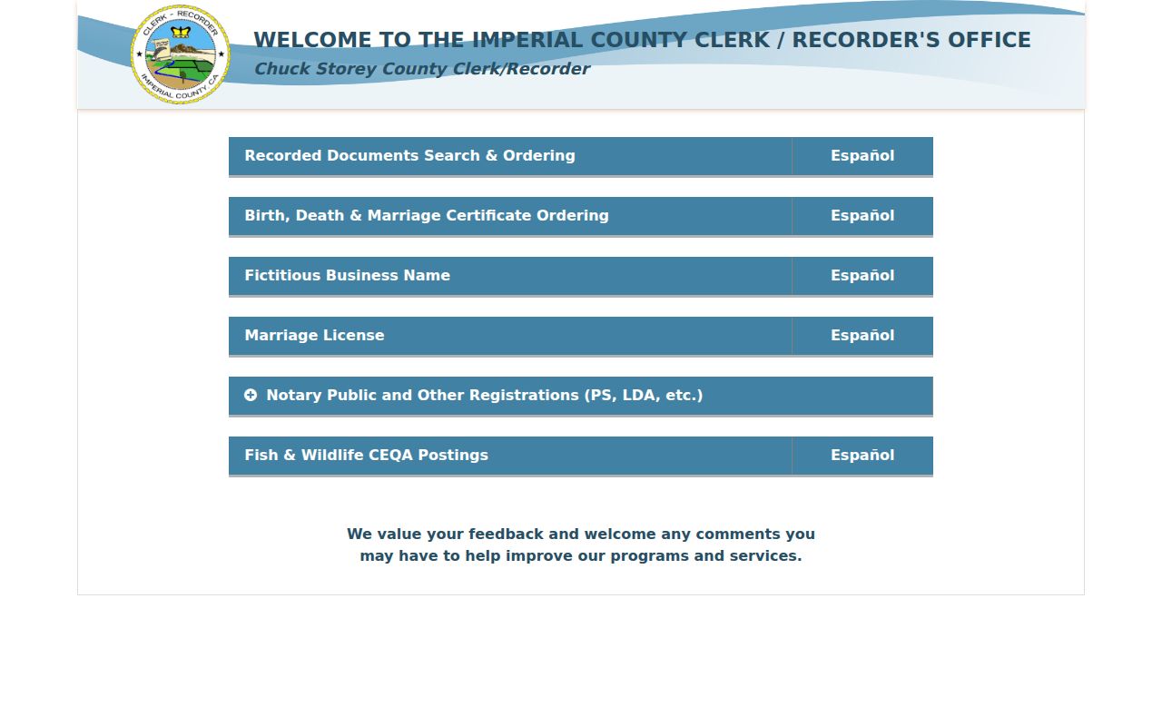 Calexico residents directory Clerk-Recorder portal