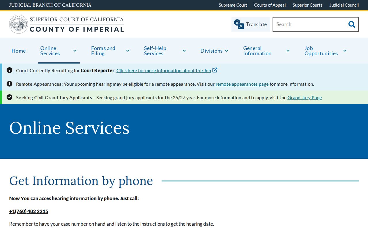 Calexico residents directory Imperial Superior Court online services