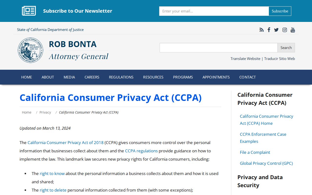 Calexico neighbors California consumer privacy rights