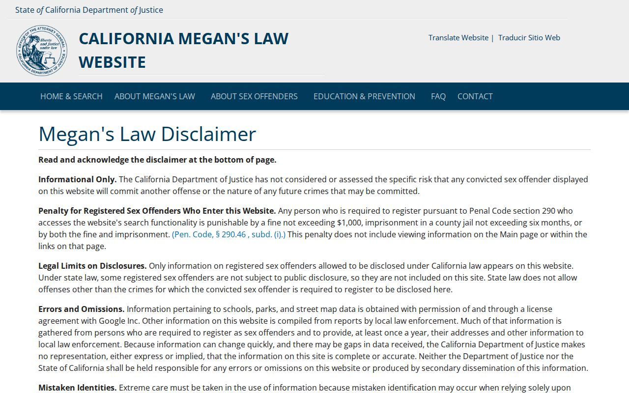 Calexico neighbors California Megan’s Law search