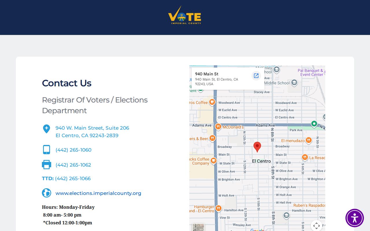 Calexico street directory Imperial County Elections contact