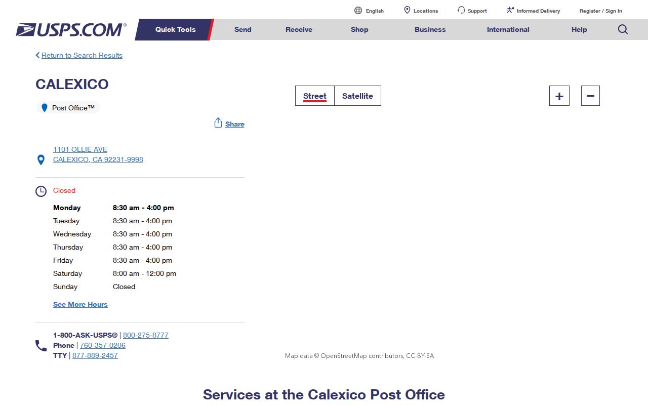 Calexico ZIP code directory post office listing