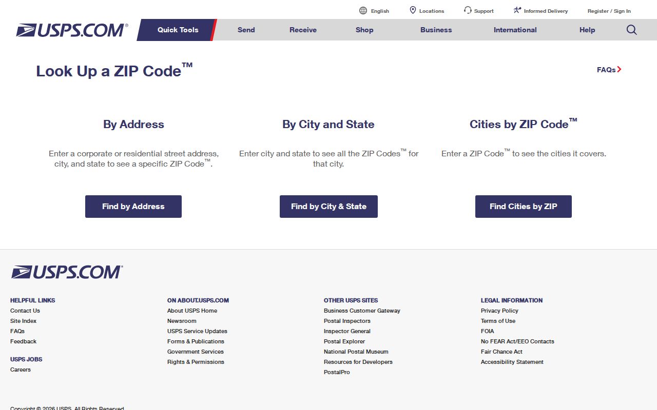 Calexico ZIP code directory USPS lookup form